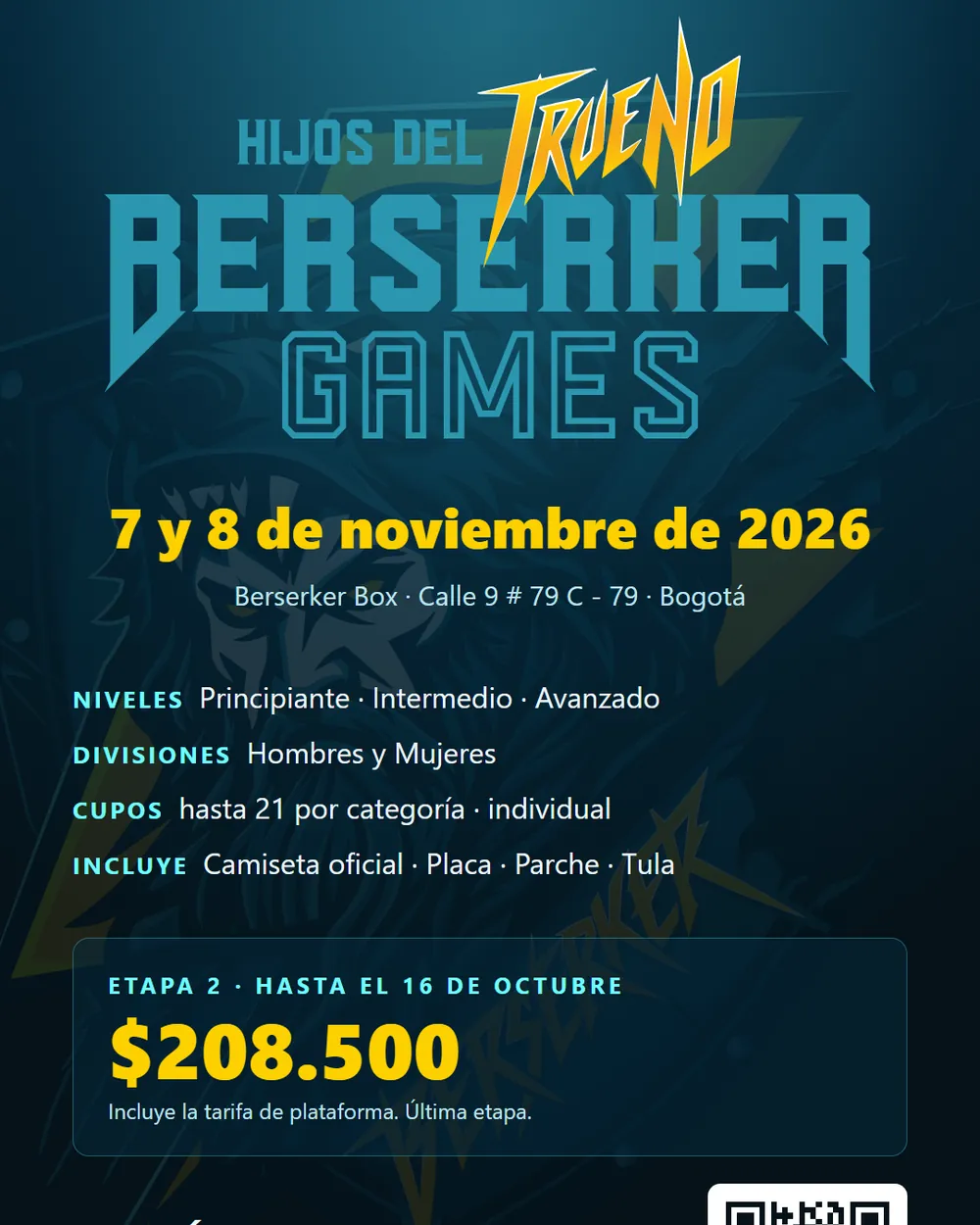 Afiche de Berserker Games, Hijos del Trueno, 7 y 8 de noviembre de 2026