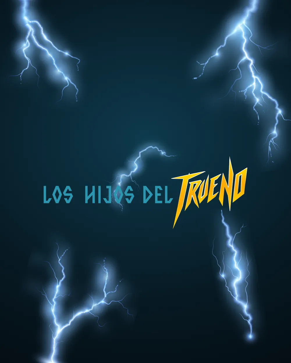 Rayos animados alrededor del logo Los Hijos del Trueno