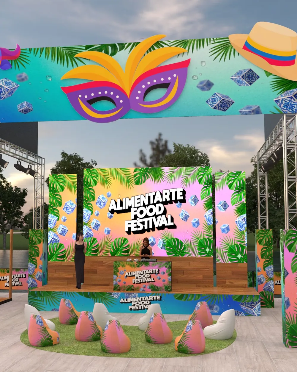 Render de la tarima principal del festival