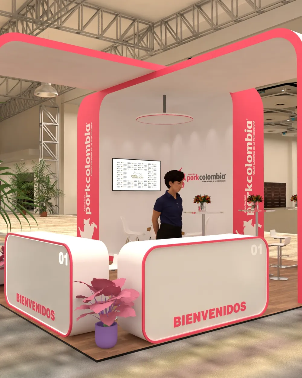 Render del stand de Porkcolombia